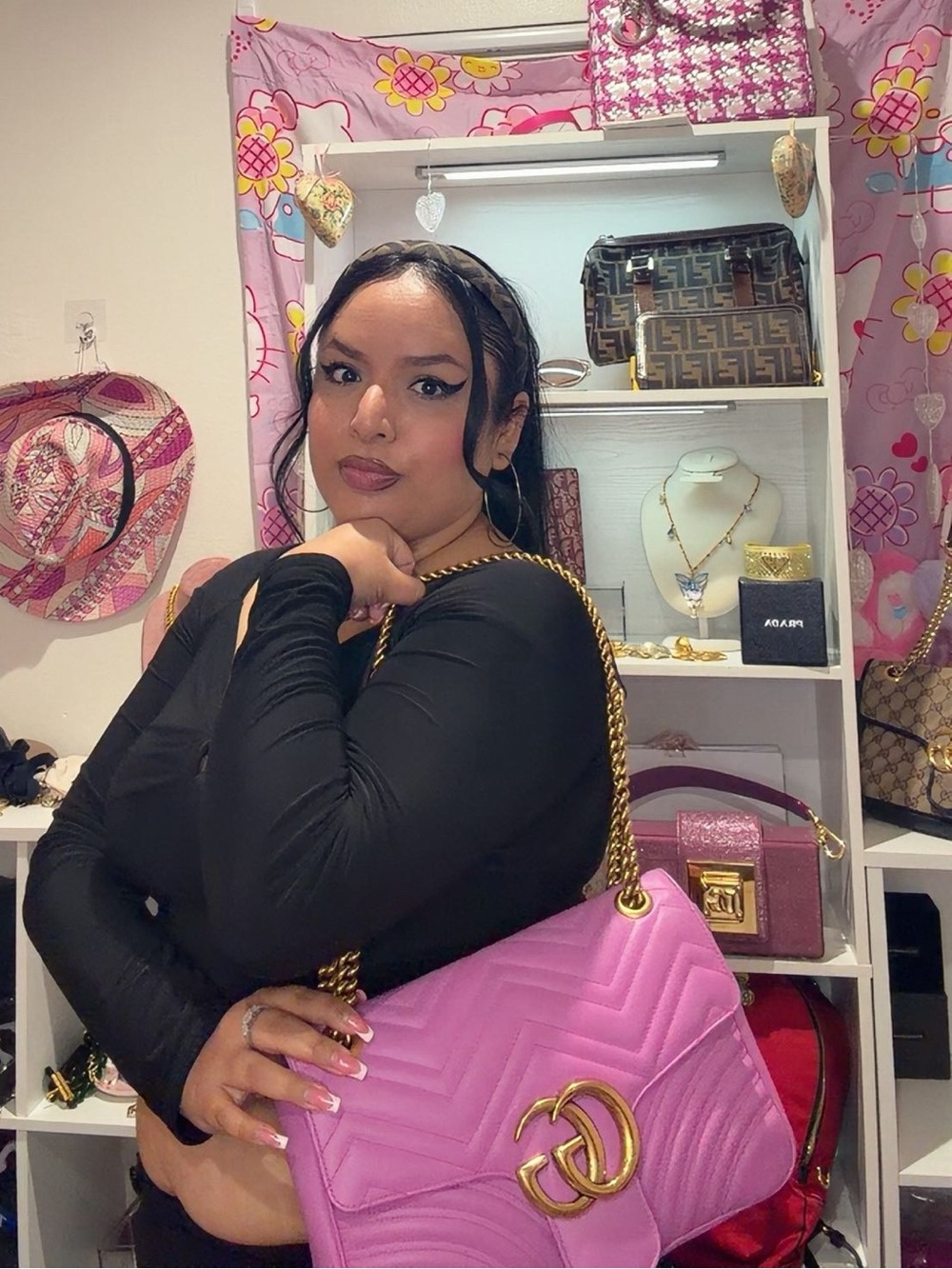 Gucci Pink Quilted GG Marmont Shoulder Bag with Gold Hardware - Picture 17 of 17